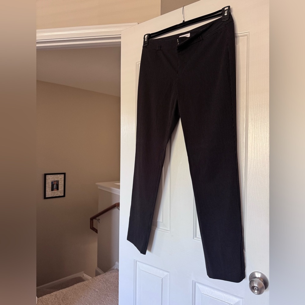 Calvin Klein Women’s Black Pinstripe Dress Trousers